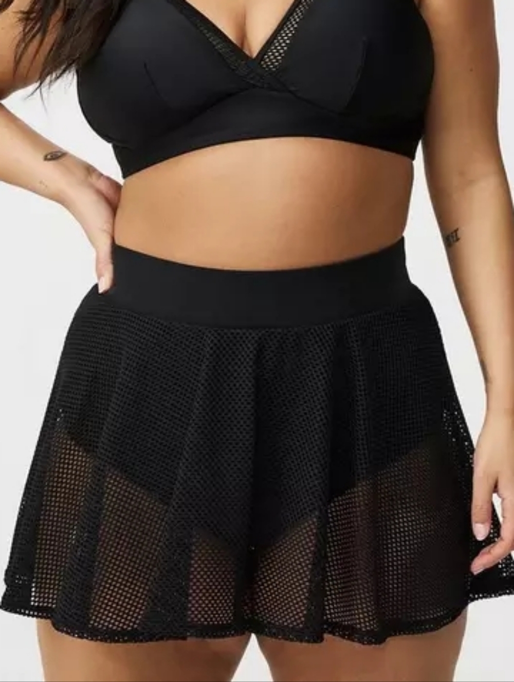Torrid Black Mesh Open Weave Swim Skirt Plus Size 2X Nwt